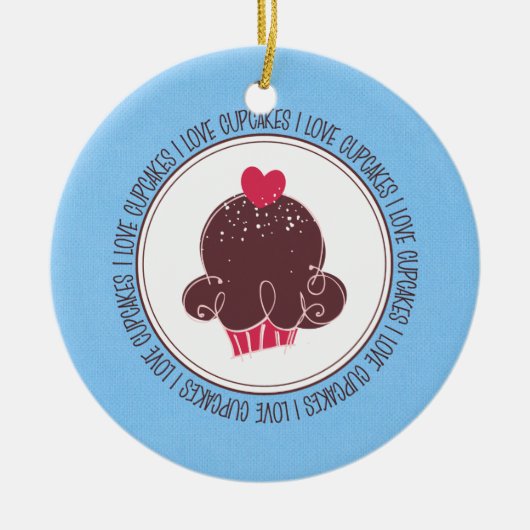 I Liebe Cupcakes Keramik Weihnachtsschmuck (Vorne)