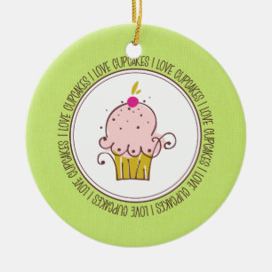 I Liebe Cupcakes Keramik Weihnachtsschmuck