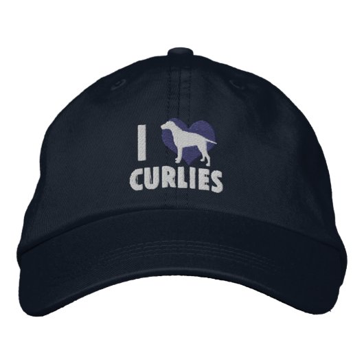 I Liebe Curlies bestickt Hut (blau) (Vorderseite)