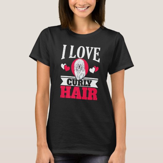 I Liebe Curly Hair Bichon Frise Hund Welpe Liebe T-Shirt (Vorderseite)