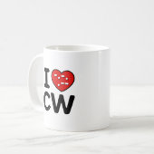 I Liebe CW - Morse Code Enthusiasten Kaffeetasse (Vorderseite Links)