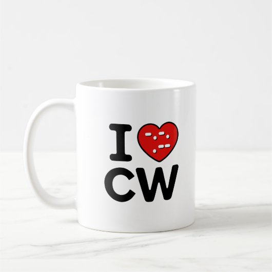 I Liebe CW - Morse Code Enthusiasten Kaffeetasse (Links)