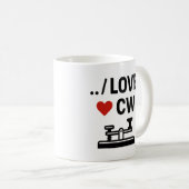 I Liebe CW - Morse Code Ham Radio Passion Kaffeetasse (VorderseiteRechts)