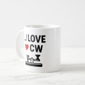 I Liebe CW - Morse Code Ham Radio Passion Kaffeetasse (Vorderseite Links)