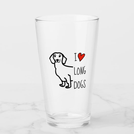 I Liebe Dackel Dackel Dog Niedlich Funny Einfach Glas (Vorderseite)