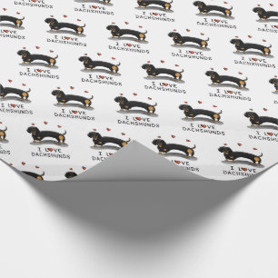 I Liebe Dackeln Dachshund (schwarz und braun) Nied Geschenkpapier