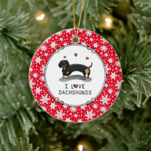 I Liebe Dackeln Dachshund (schwarz und braun) Nied Keramik Ornament