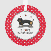 I Liebe Dackeln Dachshund (schwarz und braun) Nied Ornament (Rückseite)