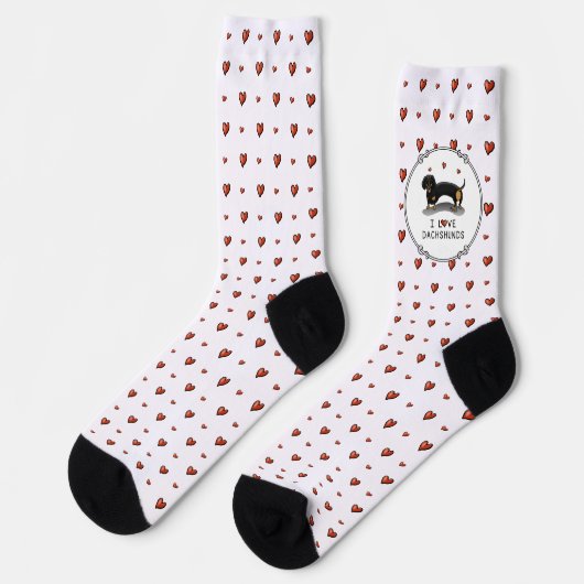 I Liebe Dackeln Dachshund (schwarz und braun) Nied Socken (Linkes Detail)