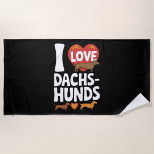 I Liebe Dackeln Herzwärmung Heimtierliebhaber Desi Strandtuch