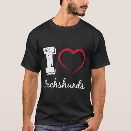 I Liebe Dackeln Hund T-Shirt (Vorderseite)