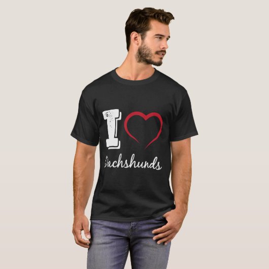 I Liebe Dackeln Hund T-Shirt (Vorne ganz)