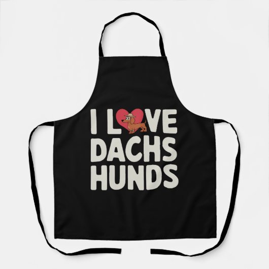 I LIEBE DACKELN NIEDLICH CARTOON SCHÜRZE (Vorderseite)