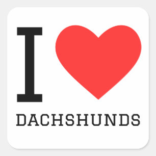 I LIEBE DACKELN QUADRATISCHER AUFKLEBER