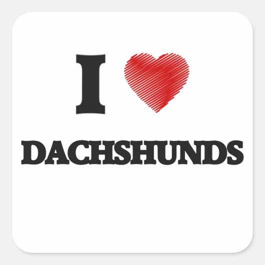 I LIEBE DACKELN QUADRATISCHER AUFKLEBER (Vorderseite)