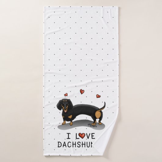 I Liebe Dackeln (schwarz und braun) Niedlicher Hun Badhandtuch Set (Badehandtuch)