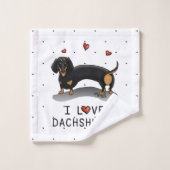 I Liebe Dackeln (schwarz und braun) Niedlicher Hun Badhandtuch Set (Waschlappen)