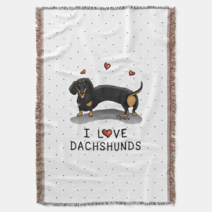 I Liebe Dackeln (schwarz und braun) Niedlicher Hun Decke