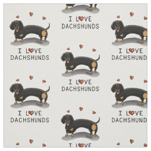 I Liebe Dackeln (schwarz und braun) Niedlicher Hun Stoff