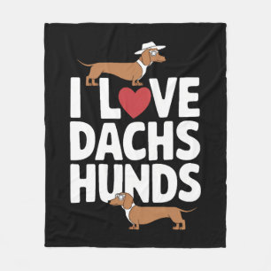 I Liebe Dackeln Spaß Grafik für Hundefreunde Fleecedecke