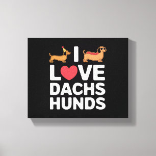 I Liebe Dackeln Spaß Illustration mit Cool Leinwanddruck