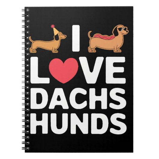I Liebe Dackeln Spaß Illustration mit Cool Notizblock (Vorderseite)