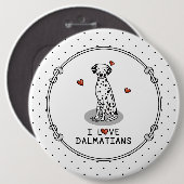 I Liebe Dalmatiner (schwarz 1) Herz Niedlich Button (Vorne & Hinten)