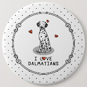 I Liebe Dalmatiner (schwarz 1) Herz Niedlich Button (Vorderseite)
