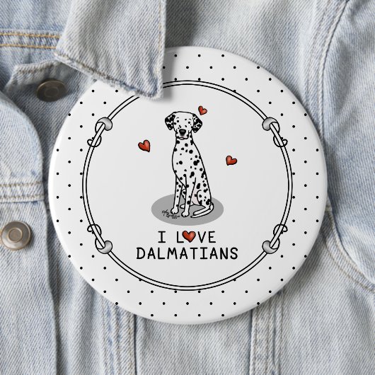 I Liebe Dalmatiner (schwarz 1) Herz Niedlich Button (Beispiel)