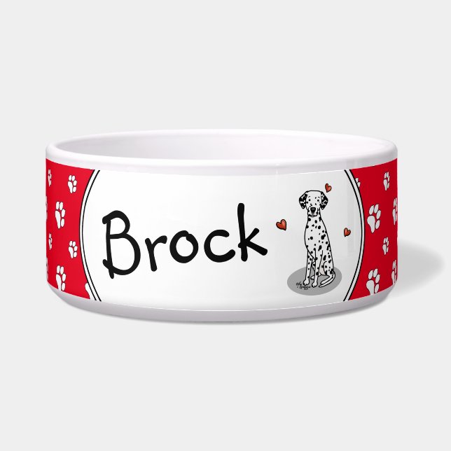 I Liebe Dalmatiner (schwarz 1) Herz Niedlich Hund Napf (Vorderseite)