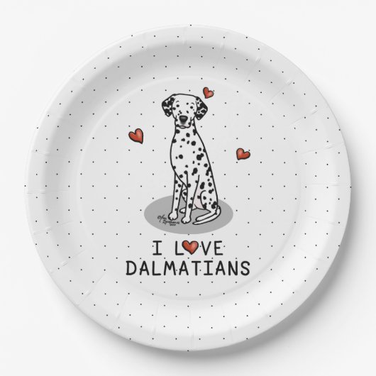 I Liebe Dalmatiner (schwarz 1) Herz Niedlich Pappteller (Vorderseite)