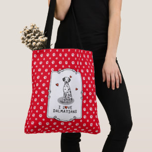 I Liebe Dalmatiner (schwarz 1) Herz Niedlich Tasche