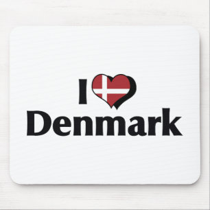 I Liebe Dänemark Flagge Mousepad