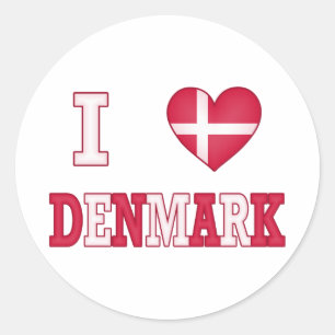 I Liebe Dänemark Runder Aufkleber