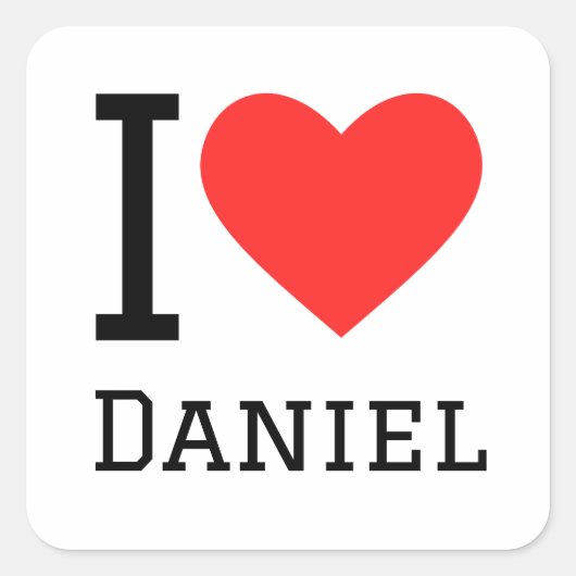 I Liebe daniel Quadratischer Aufkleber (Vorderseite)