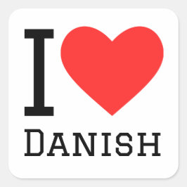 I Liebe Dänisch Quadratischer Aufkleber
