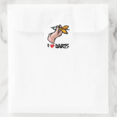 I Liebe Darts Runder Aufkleber (Tasche)