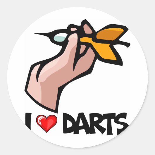 I Liebe Darts Runder Aufkleber (Vorderseite)