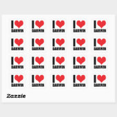 I Liebe Darwin Quadratischer Aufkleber (Blatt)
