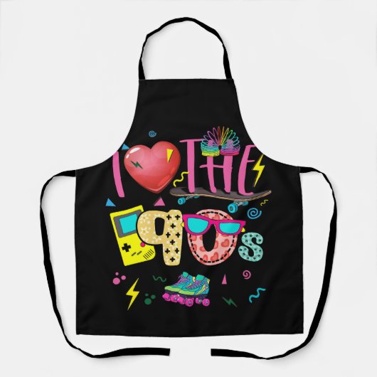 I Liebe Das 90er Party Outfit 90er Retro Schürze (Vorderseite)
