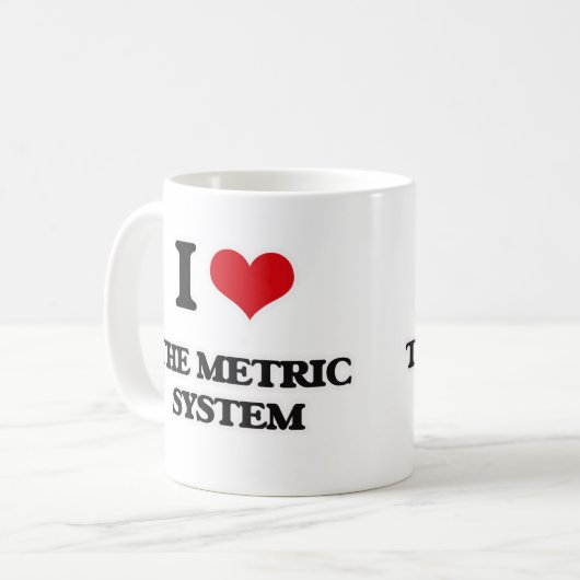 I Liebe das metrische System Kaffeetasse (Vorderseite Links)