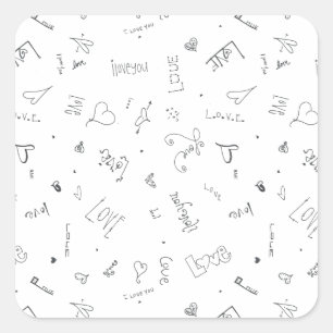 i Liebe, dass du eigene Doodles hast Quadratischer Aufkleber