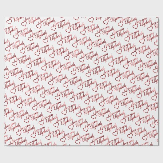 I Liebe, dass Sie Red Heart Pattern Typografie Geschenkpapier (Flach)