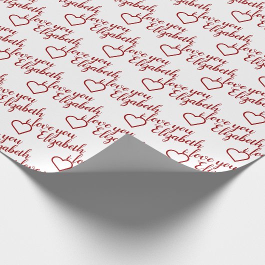 I Liebe, dass Sie Red Heart Pattern Typografie Geschenkpapier (Ecke)