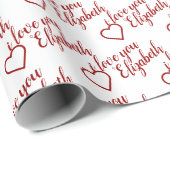 I Liebe, dass Sie Red Heart Pattern Typografie Geschenkpapier (Rolleneckpunkt)