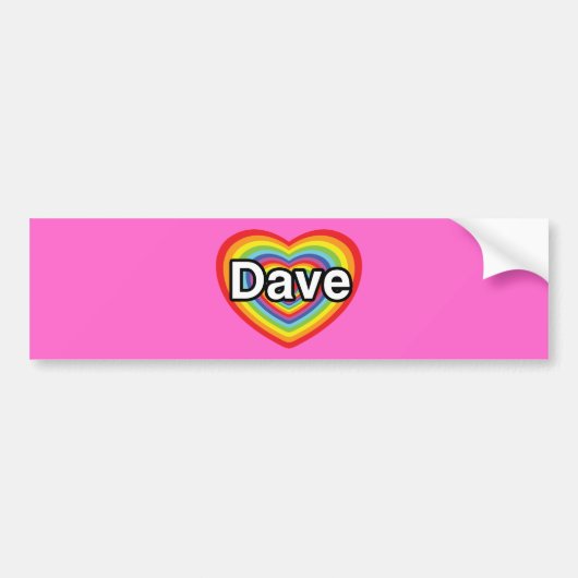 I Liebe Dave: Regenbogenherz Autoaufkleber (Vorne)