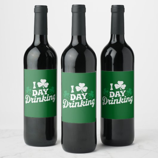 I Liebe Day Drinking Funny St Patrick's Day Irish Weinetikett (Flaschen)