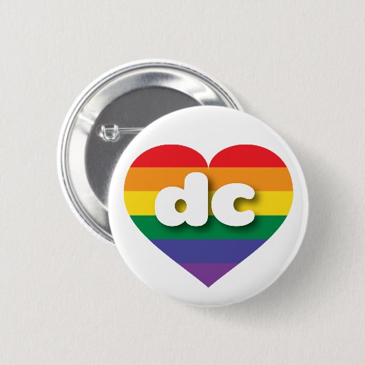 I Liebe DC Regenbogenherz Button (Vorne & Hinten)