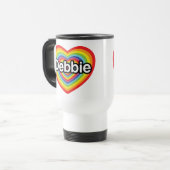 I Liebe Debbie: Regenbogenherz Reisebecher (Vorderseite Links)