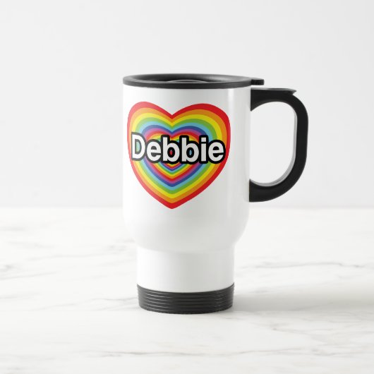I Liebe Debbie: Regenbogenherz Reisebecher (Rechts)